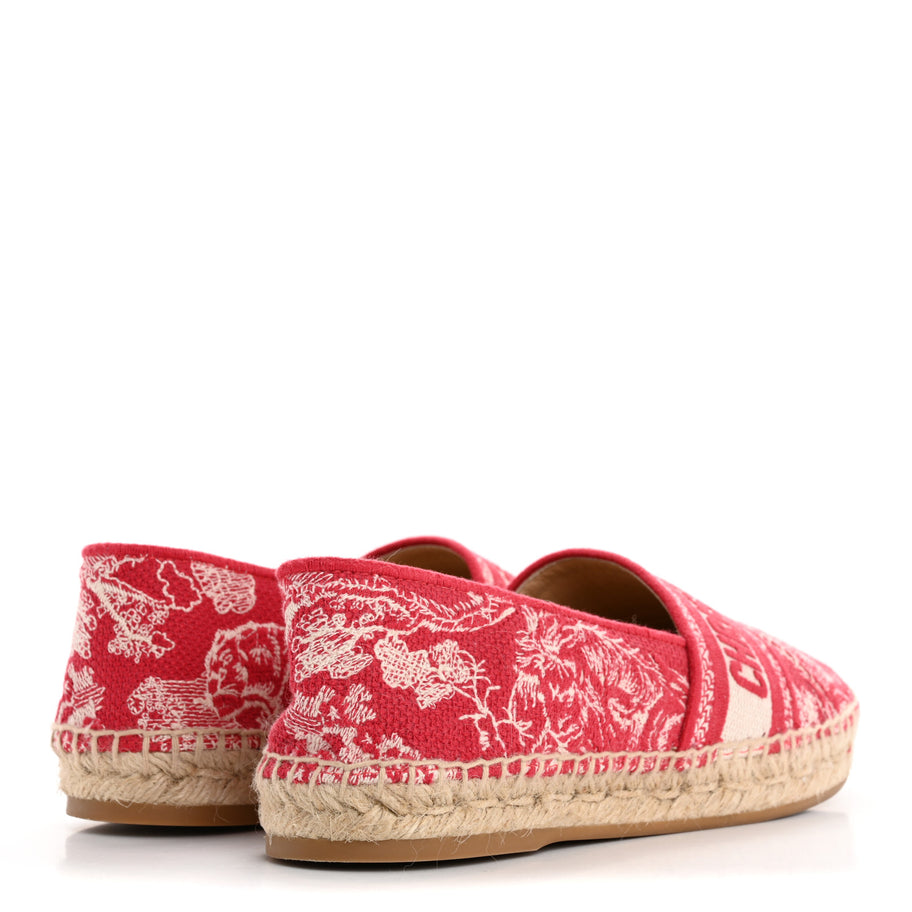 Christian Dior Embroidered Toile De Jouy Granville Espadrille 38.5 Raspberry Image 5