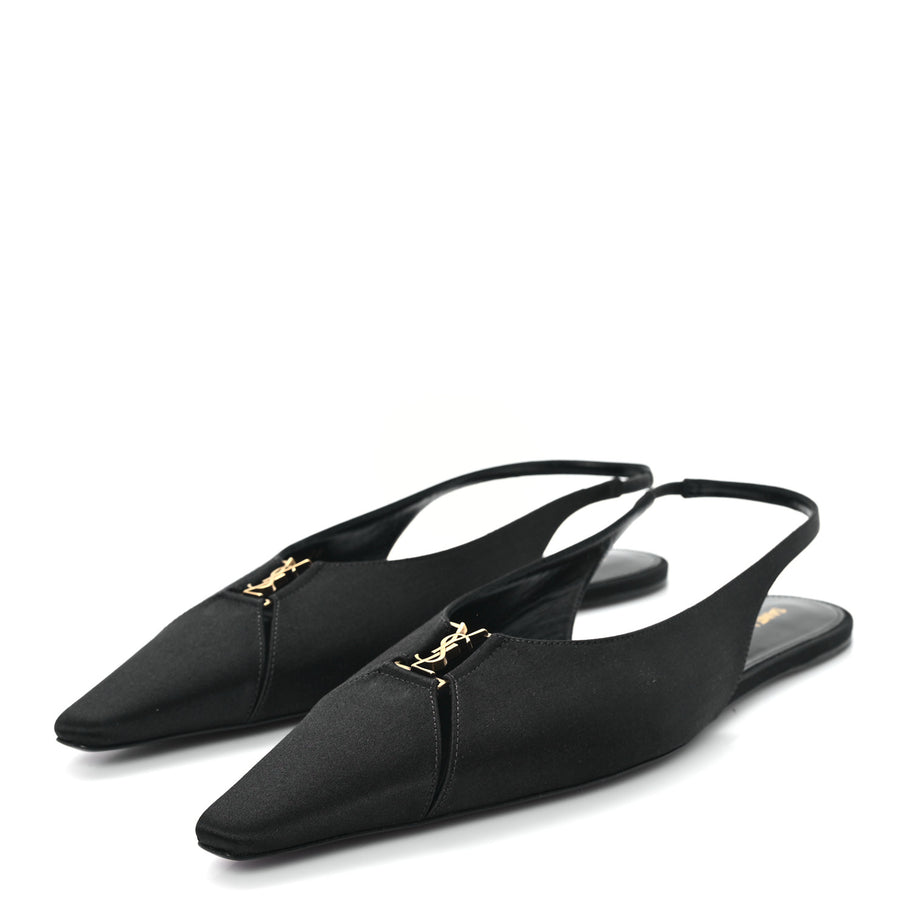 Saint Laurent Raso Nappa Babylone 00 Slingback Flats 38 Black Image 4