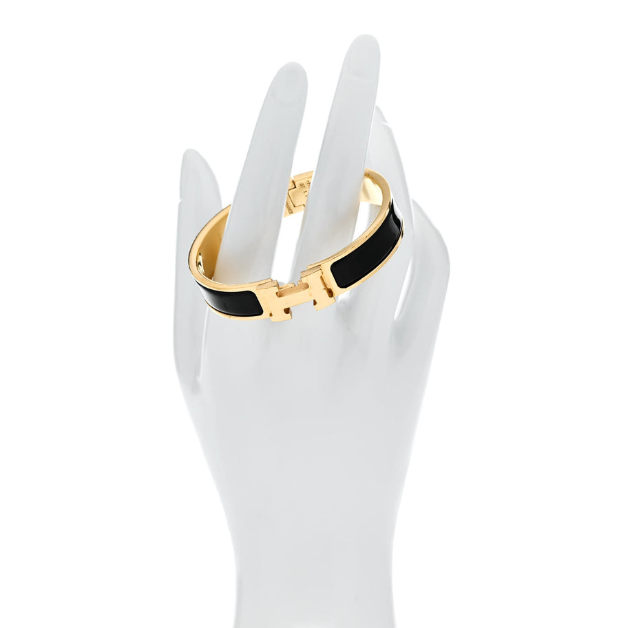 Hermes Enamel Narrow Clic Clac H Bracelet PM Black Image 2