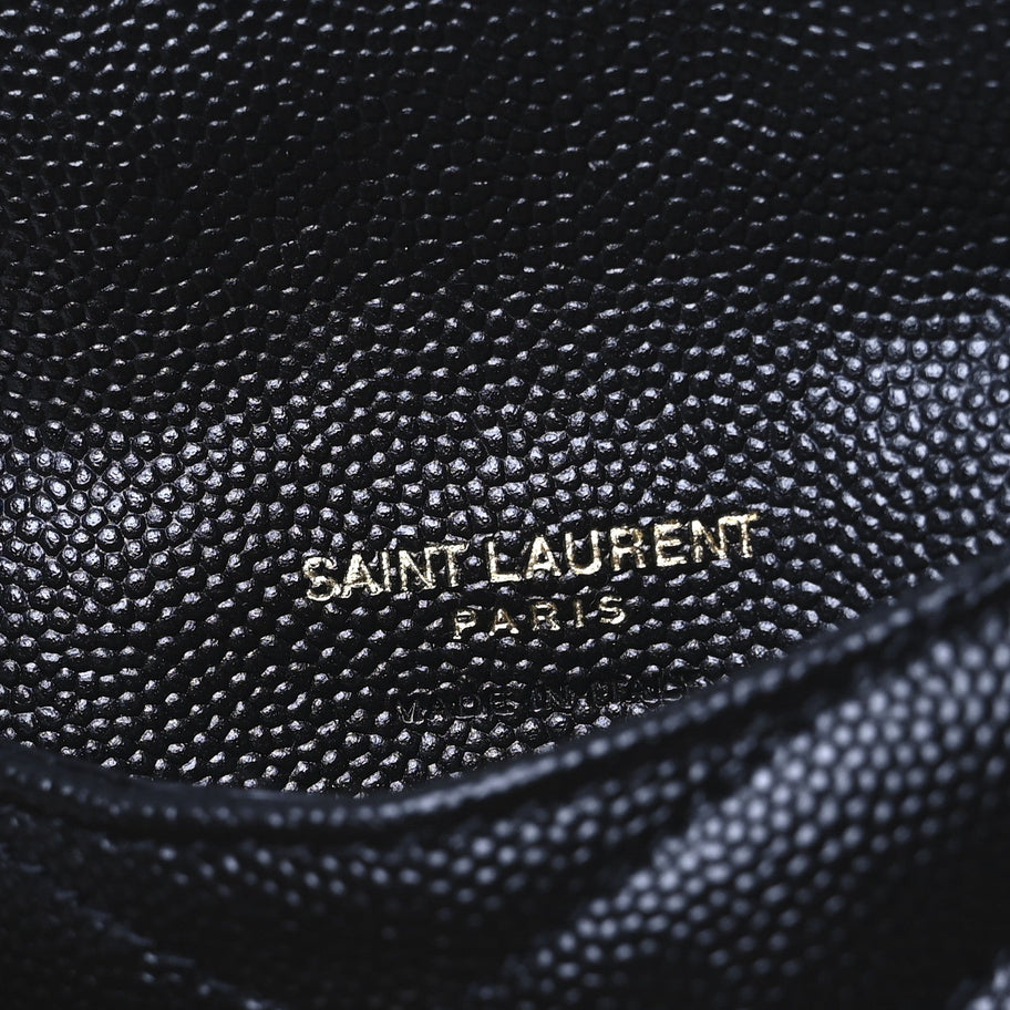 Saint Laurent Grain De Poudre Matelasse Chevron Monogram Compact Wallet Black Image 6