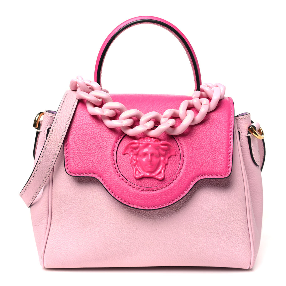 Versace Calfskin Medusa Small Top Handle Handbag Fuxia Light Pink Image 1