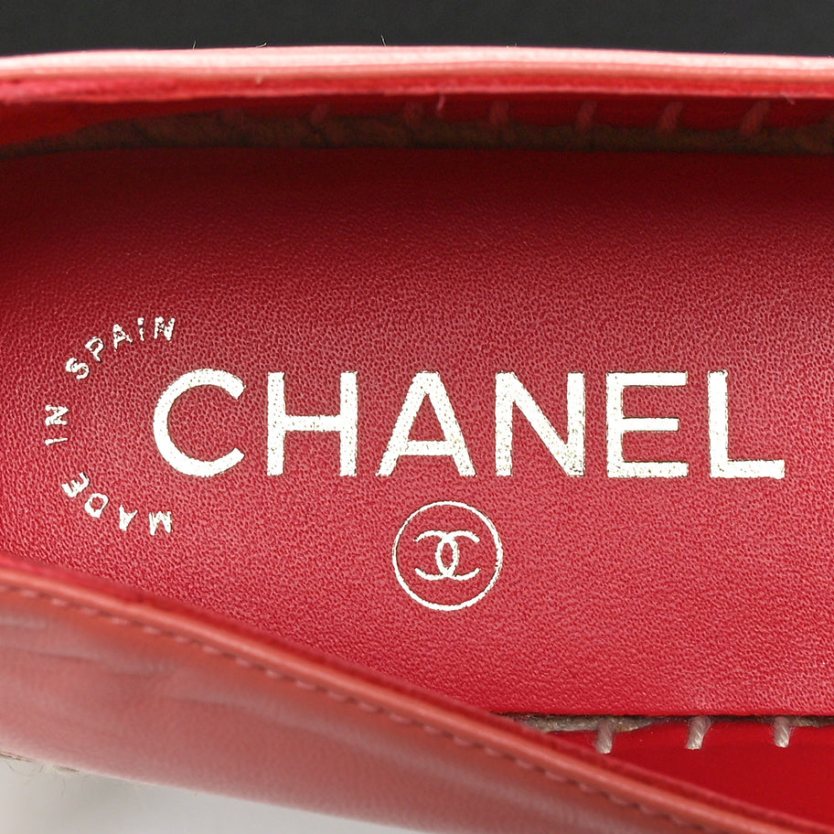 Chanel Lambskin CC Espadrilles 39 Pink Red Black Image 7