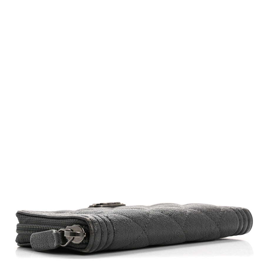 Chanel Iridescent Caviar Quilted Small Boy Zip Around Wallet Grey Image 4