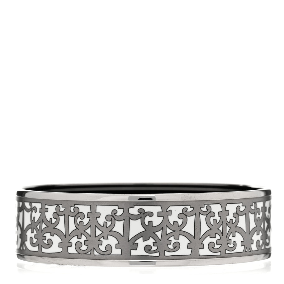 Hermes Enamel Printed Wide Balcons du Guadalquivir Bracelet 70 Silver Image 1