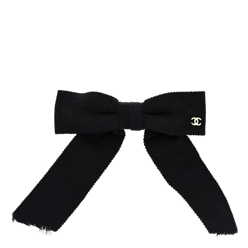  Chanel Grosgrain Bow CC Hair Clip Black