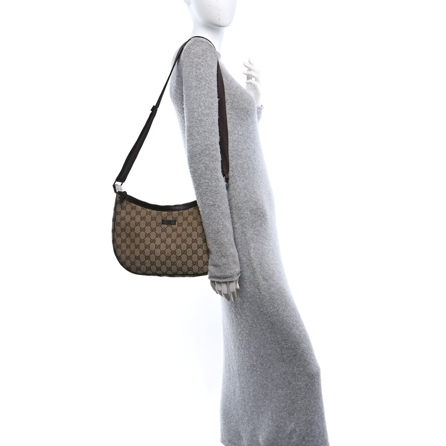 Gucci Monogram Medium Half Moon Hobo Dark Brown Image 2