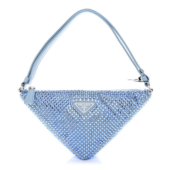Prada Satin Crystal Triangle Pouch Celeste Image 1