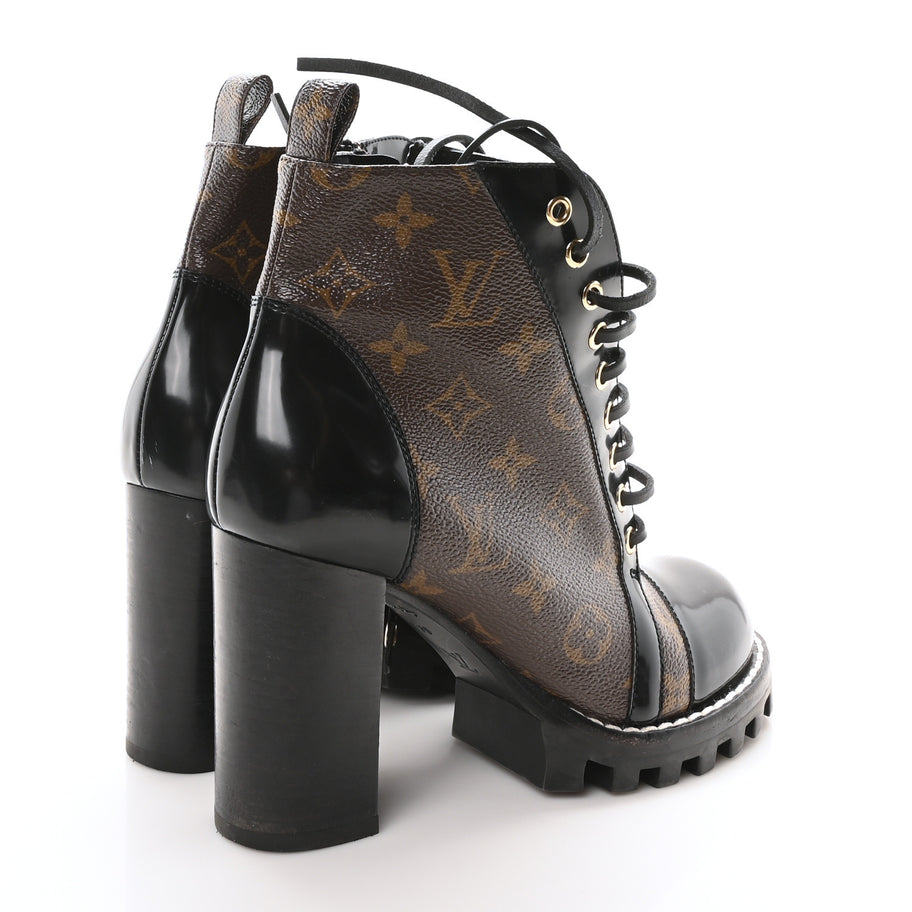 Louis Vuitton Patent Calfskin Monogram Star Trail Ankle Boots Black Image 5