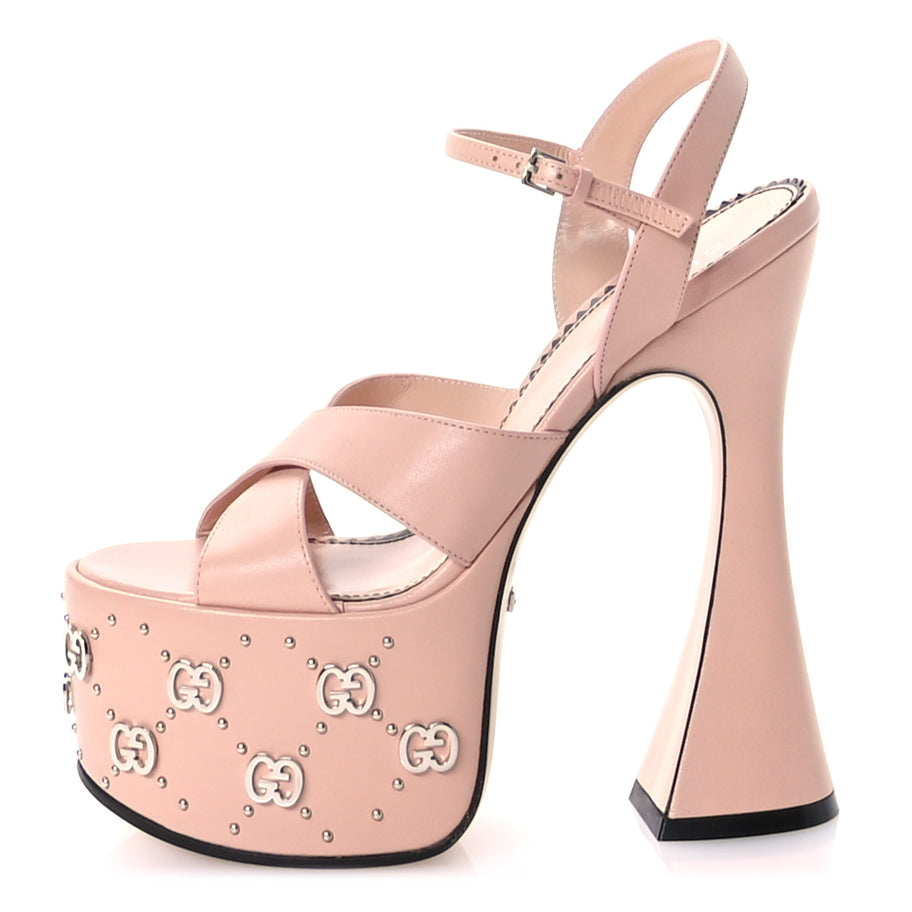 Gucci Malaga Kid Interlocking G Studs 155mm Platform Sandals 35 Perfect Pink Image 1