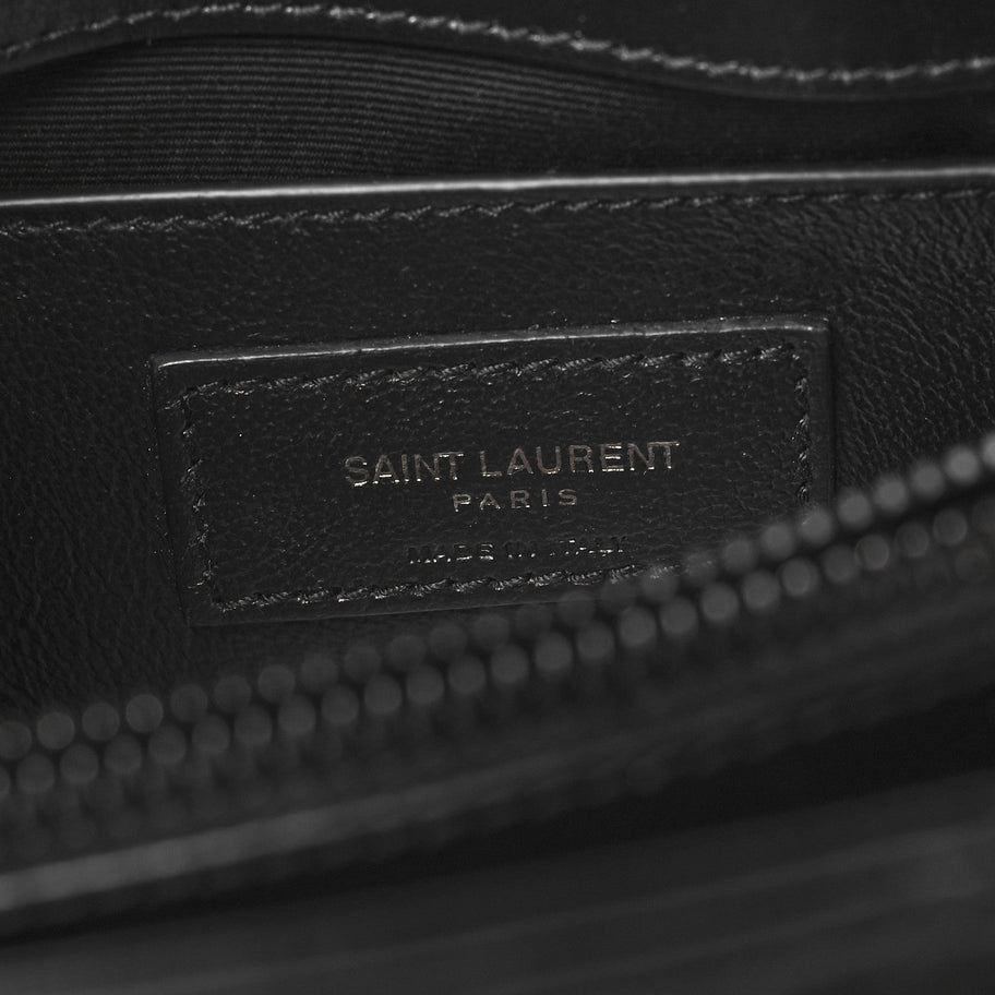 Saint Laurent Calfskin Y Quilted Monogram Monochrome Small Loulou Chain Satchel Black Image 6
