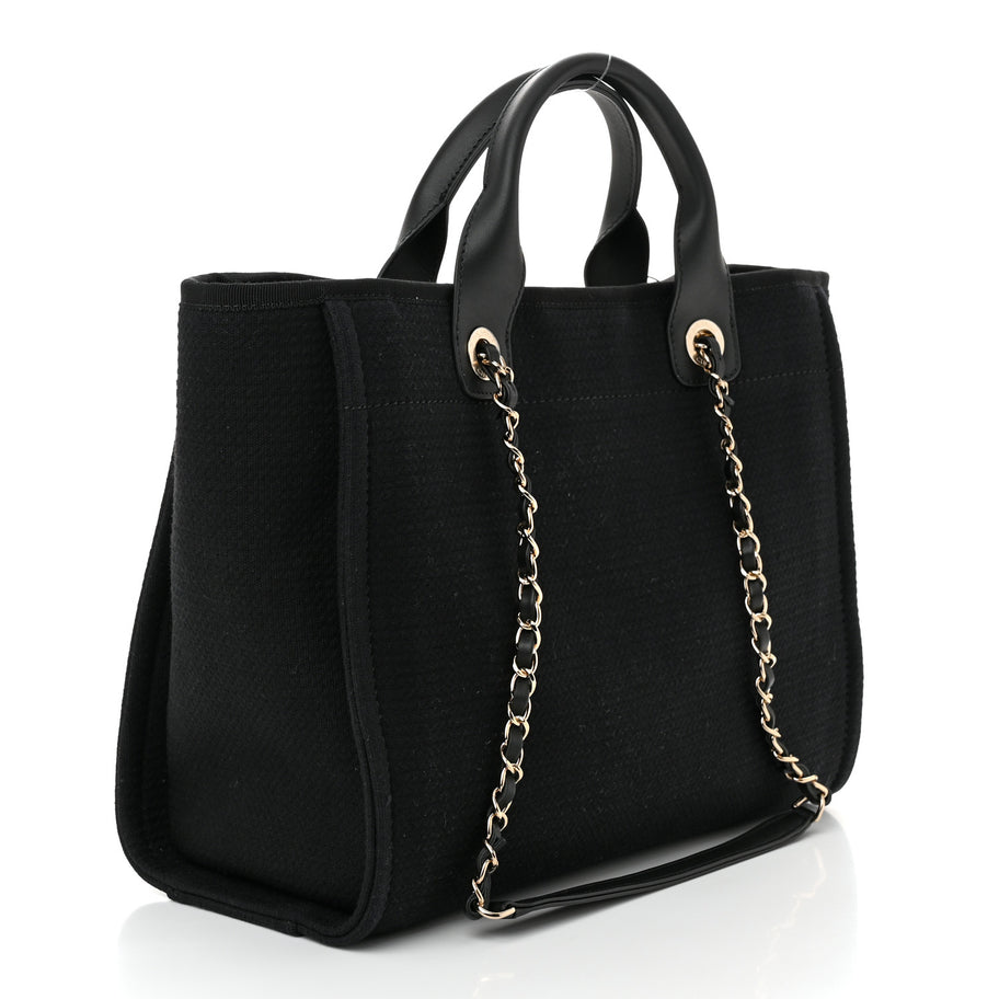 Chanel Mixed Fibers Small Deauville Tote Black Image 4