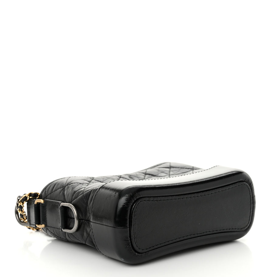 Chanel Aged Calfskin Quilted Small Gabrielle Hobo Black Image 4