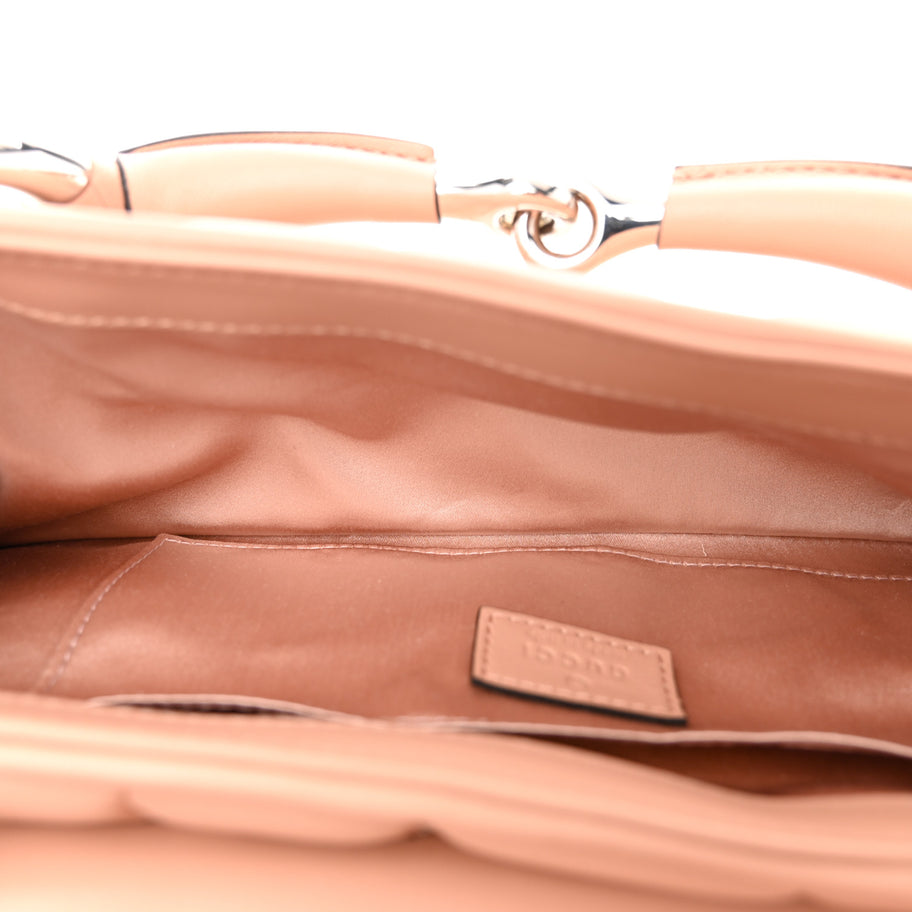 Gucci Nappa Vertical Matelasse Medium Maxi Horsebit Chain Shoulder Bag Rose Beige Image 5