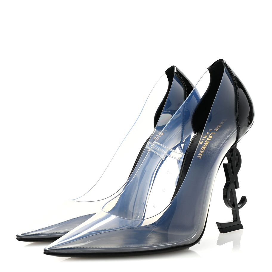 Saint Laurent Patent Calfskin PVC Opyum 110 Pump 39 Black Transparent Image 4