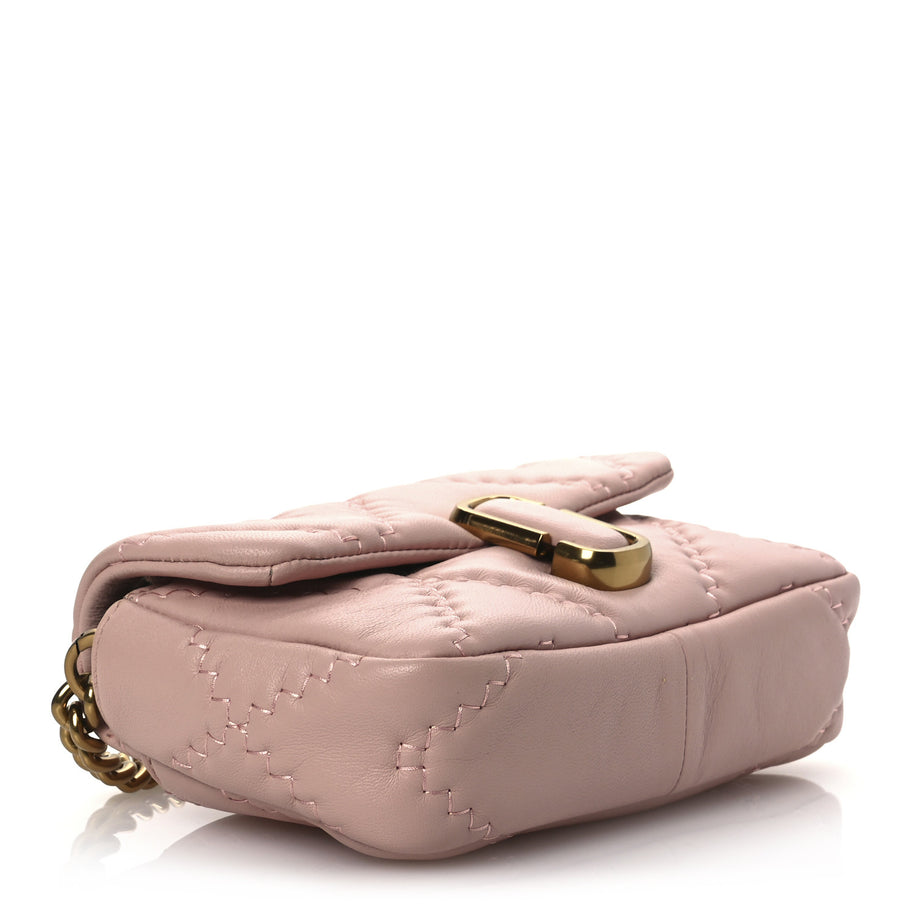 Marc Jacobs Lambskin Quilted J Marc Mini Shoulder Bag Rose Image 4
