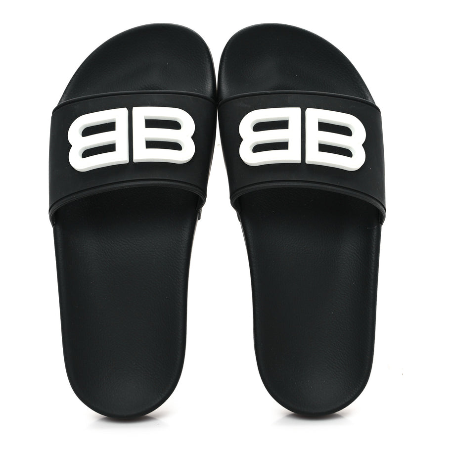 Balenciaga Rubber Womens BB Pool Slide Sandals 36 Black Image 2