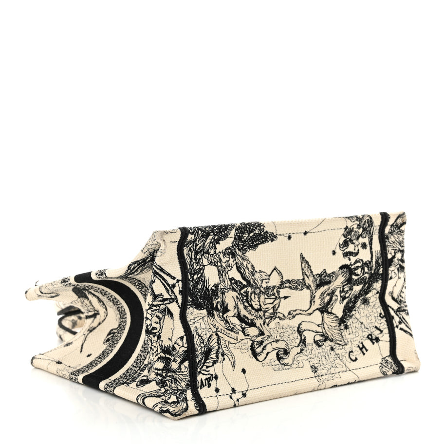 Christian Dior Canvas Embroidered Small Zodiac Toile De Jouy Book Tote Latte Image 4