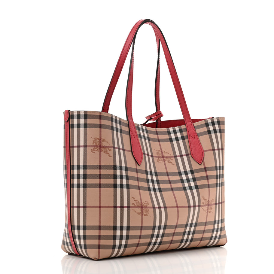 Burberry Haymarket Check Medium Reversible Tote Poppy Red Image 5
