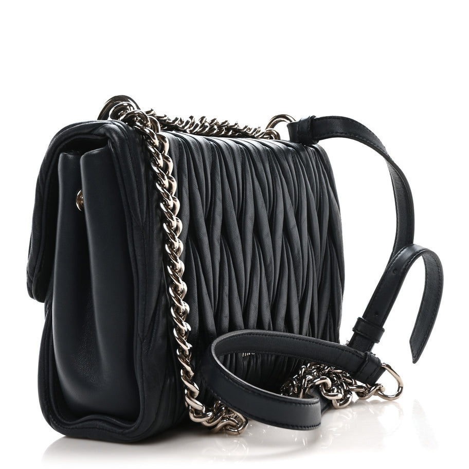 Miu Miu Nappa Matelasse Flap Bag Navy Image 3