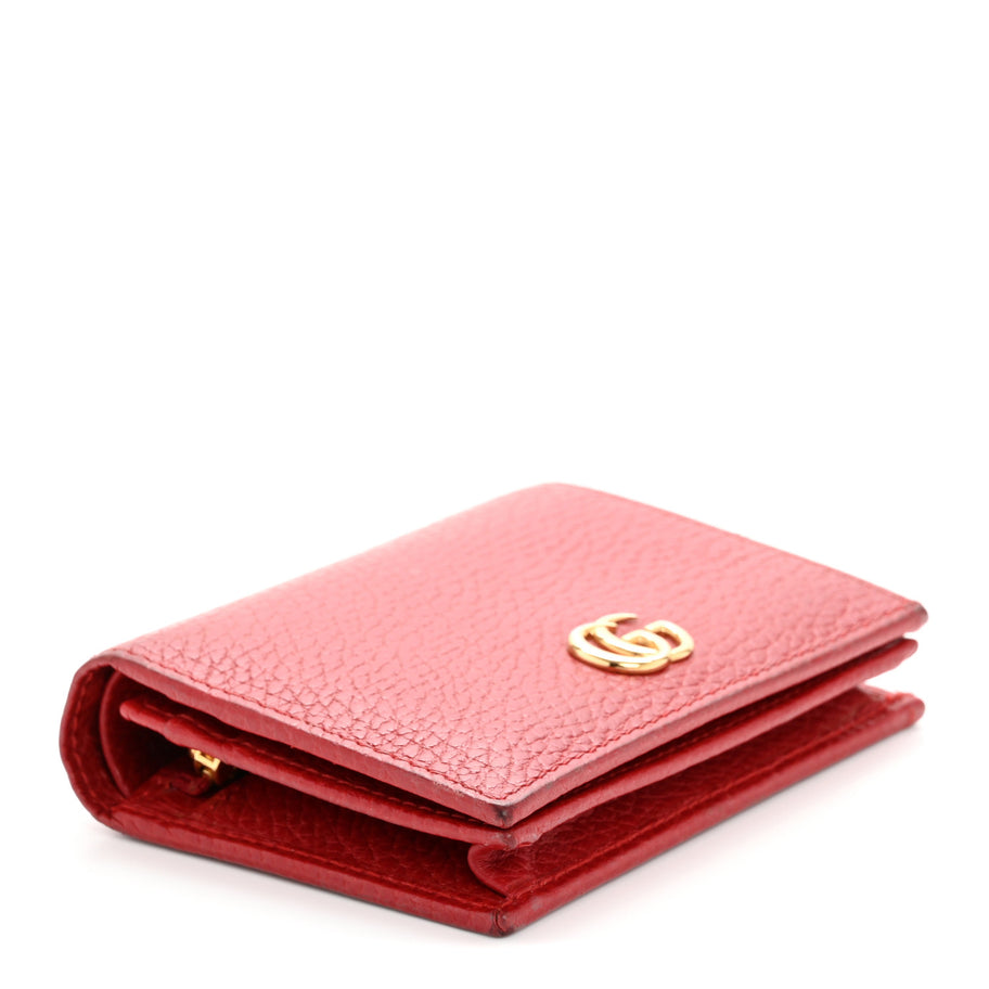 Gucci Pebbled Calfskin GG Marmont Card Case Hibiscus Red Image 4