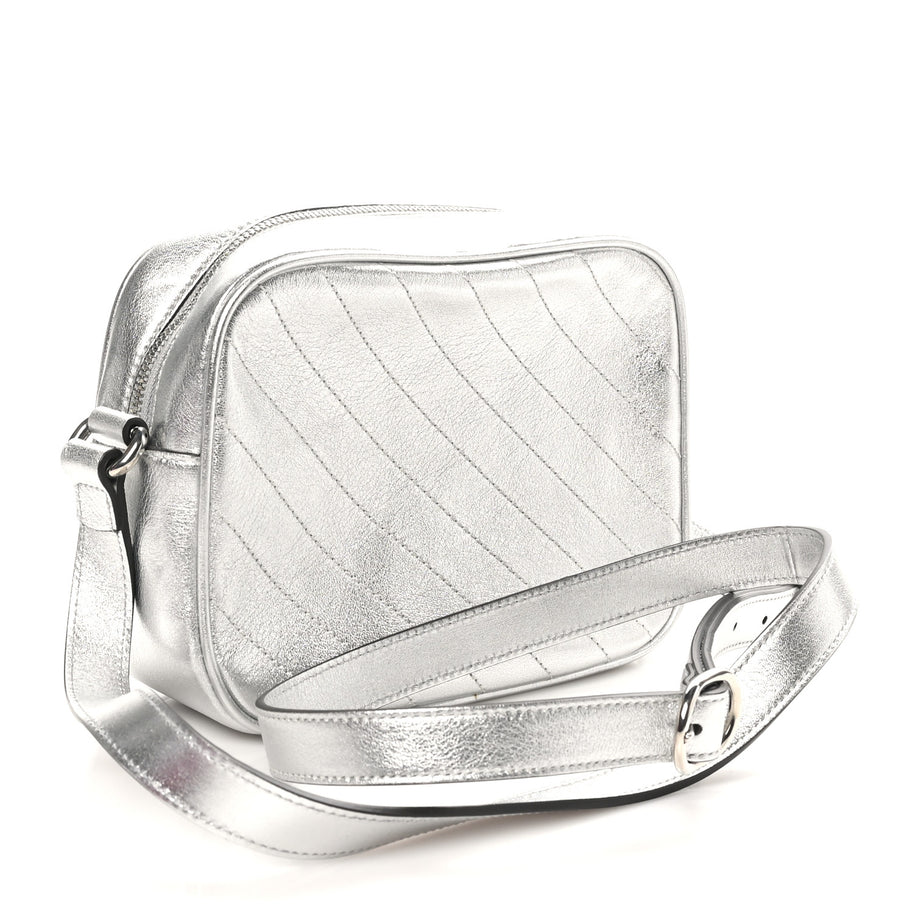 Gucci Metallic Sakai Be Green Calfskin Diagonal Stitched Small Blondie Shoulder Bag Silver Image 3