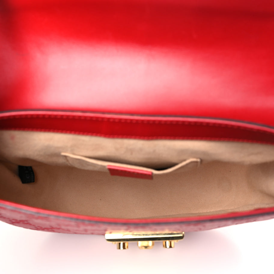 Gucci ssima Web Medium Padlock Messenger Shoulder Bag Hibiscus Red Image 5