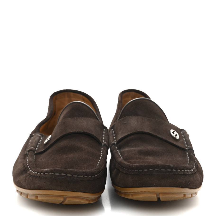 Gucci Suede Mens InterLocking G Driver Loafers 8 Cocoa Image 3