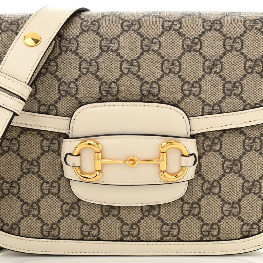 Gucci GG Supreme Monogram Horsebit 1955 Shoulder Bag Beige Mystic White Image 7