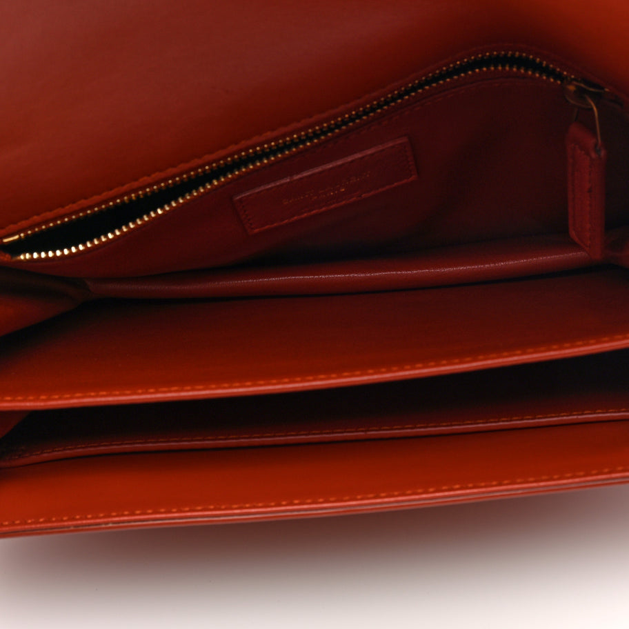 Saint Laurent Smooth Calfskin Le Maillon Satchel Orange Image 5