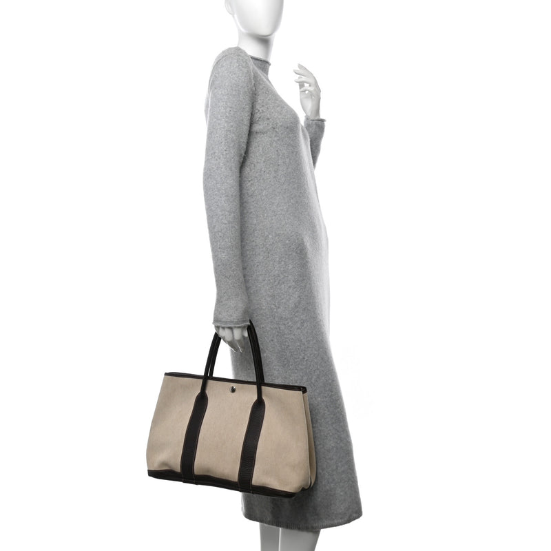  Hermes Buffle Skipper Toile Garden Party 36 MM Tote Marron Fonce