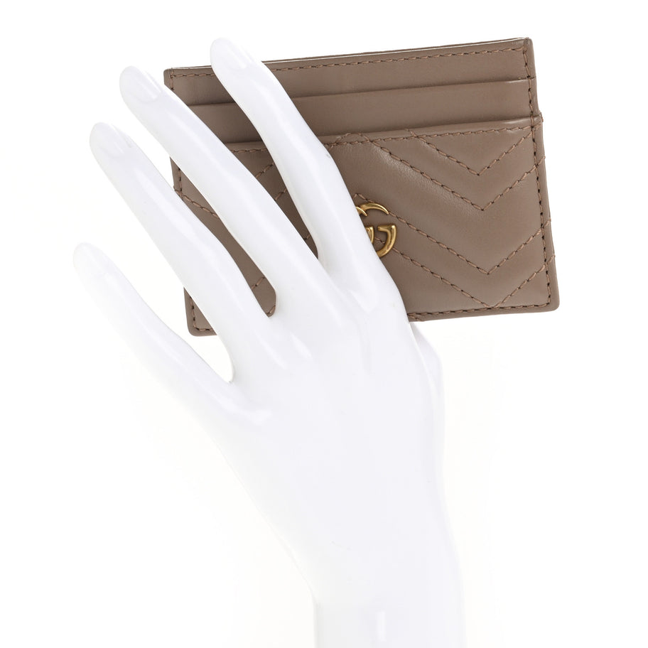 Gucci Calfskin Matelasse GG Marmont Card Holder Porcelain Rose Image 2