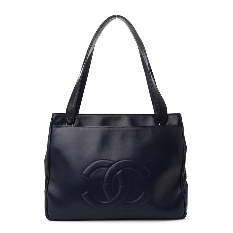 Chanel Lambskin CC Tote Navy