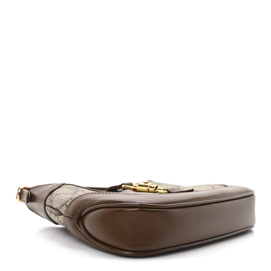 Gucci GG Supreme Monogram Azalea Calfskin Web Mini Jackie 1961 Hobo Beige Ebony Brown Sugar Image 4
