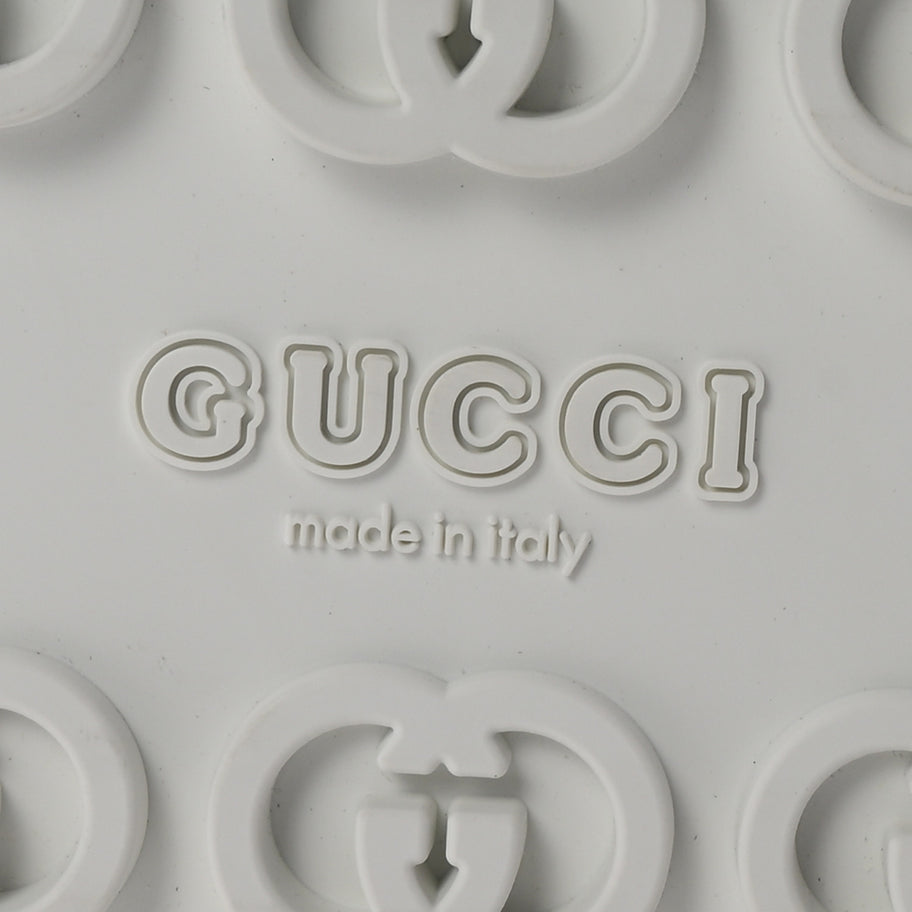 Gucci Glitter Rubber Womens InterLocking G Platform 42mm Slide Sandals 37 Silver Image 7