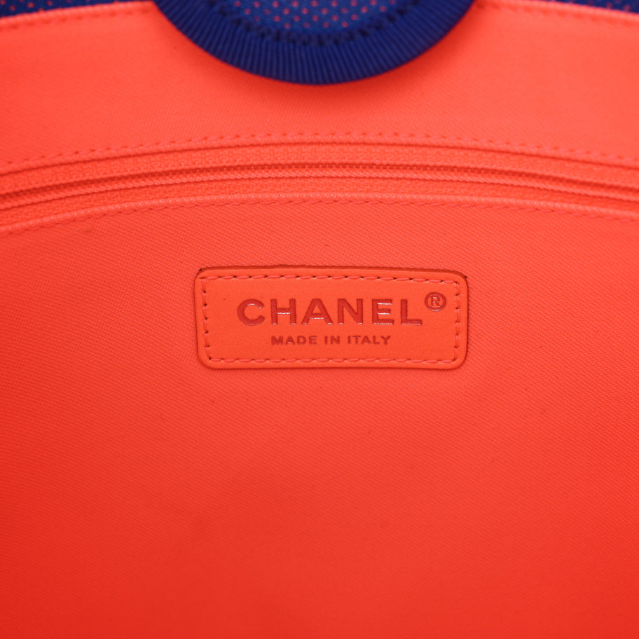 Chanel Mixed Fibers Mini Deauville Tote Blue Orange Image 6