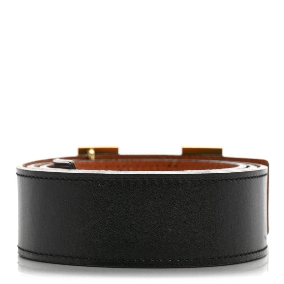 Hermes Box Togo 32mm H Belt 80 32 Black Orange Image 2