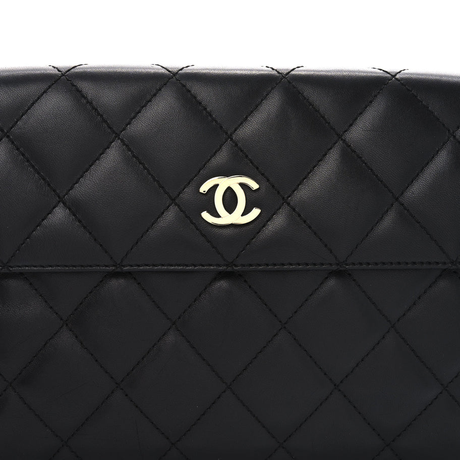 Chanel Lambskin Quilted Clutch Black Image 7