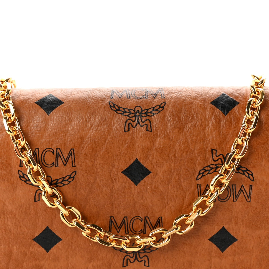 MCM MCM Visetos Original Mini Chain Wallet Cognac Image 6