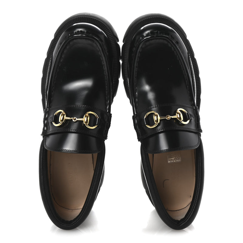  Gucci Cordovan Lux Womens Harald Horsebit 25mm Platform Loafers 40 Black