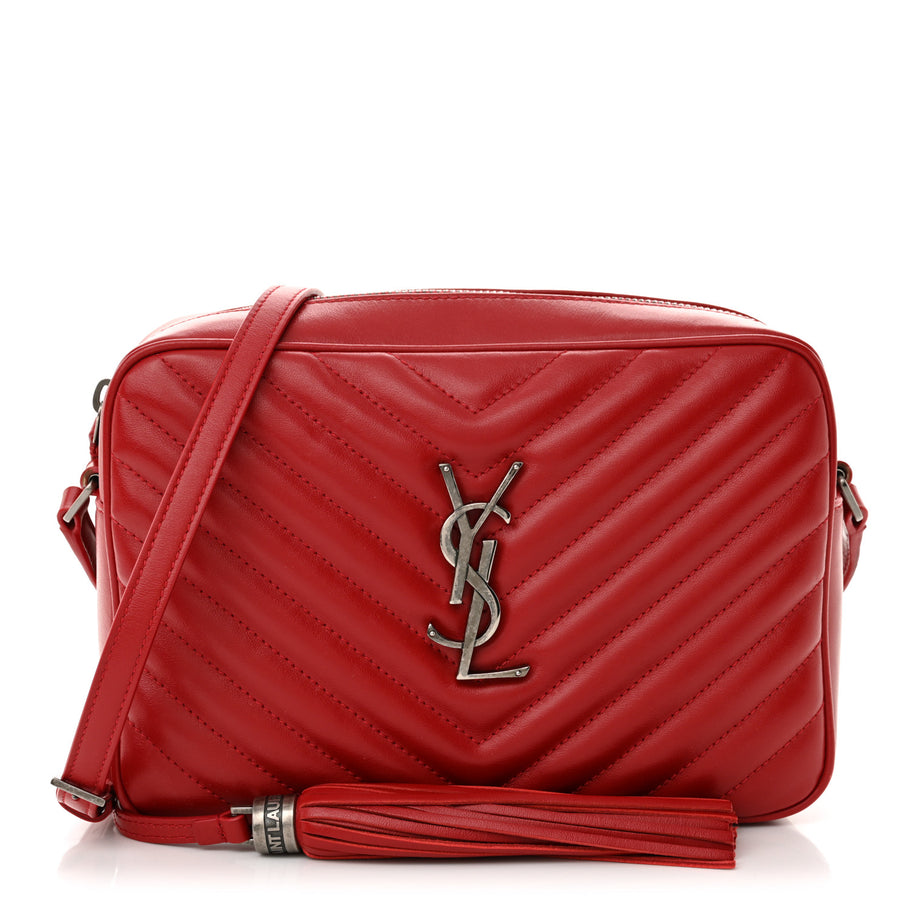 Saint Laurent Calfskin Matelasse Monogram Lou Camera Bag Red Image 1
