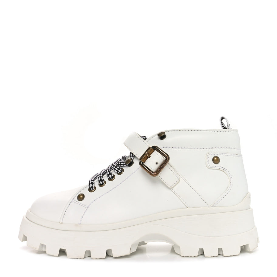 Miu Miu Calfskin Lace Up Ankle Boots 40 White Image 1