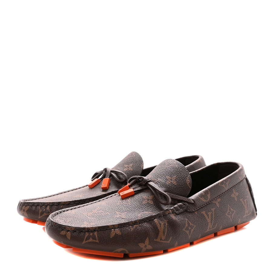 Louis Vuitton Monogram Macassar LV Driver Moccasin Loafers Orange Image 4