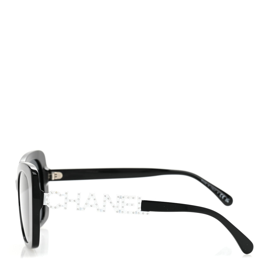 Chanel Acetate Strass Square Sunglasses 5422-B-A Black White Image 3