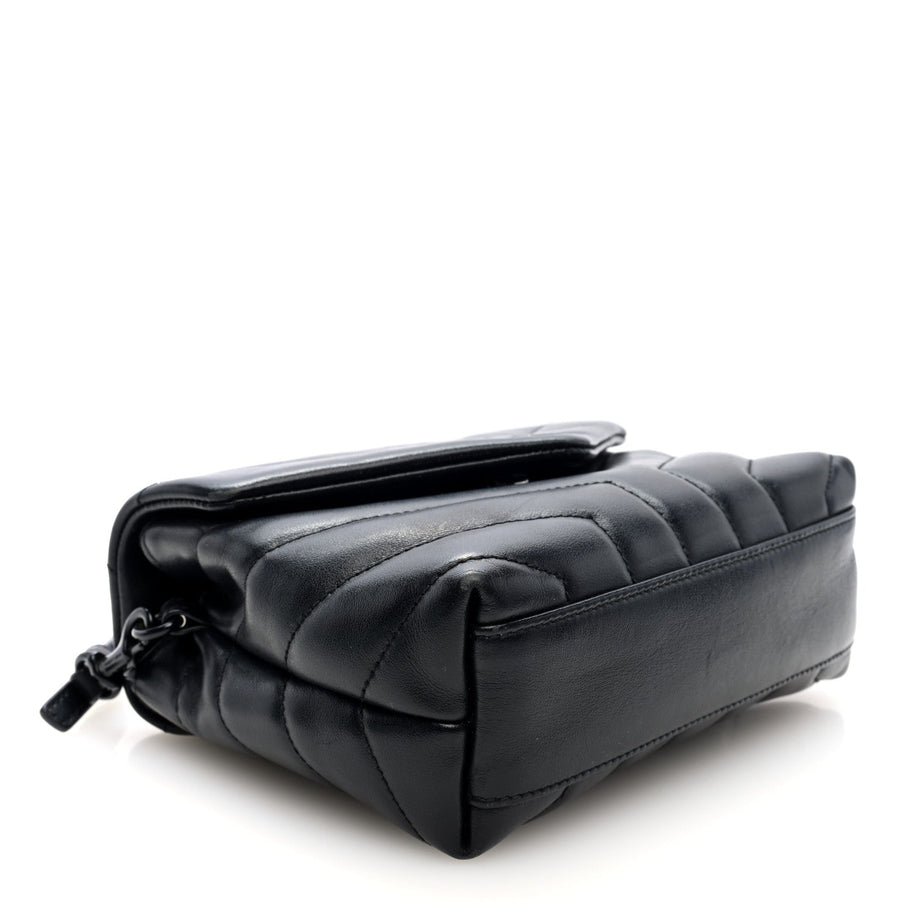 Saint Laurent Calfskin Y Quilted Monogram Monochrome Toy Loulou Crossbody Bag Black Image 4