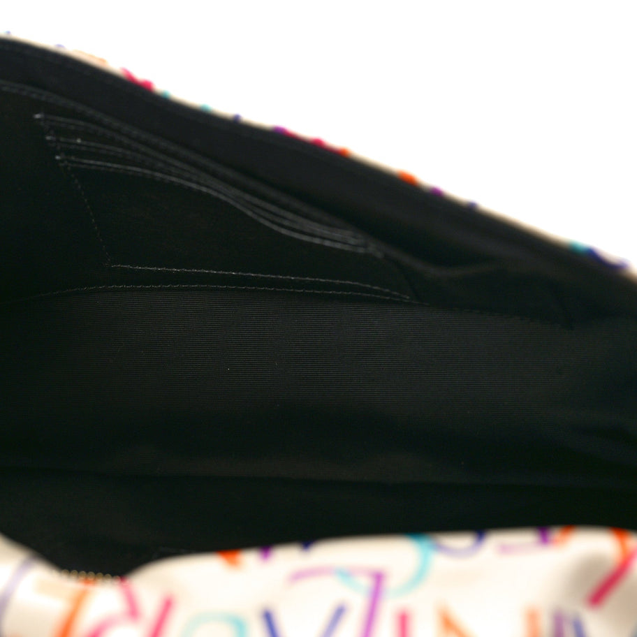 Saint Laurent Silk Carre Rive Gauche Print Patchwork Monogram Medium Jamie Multicolor White Image 5