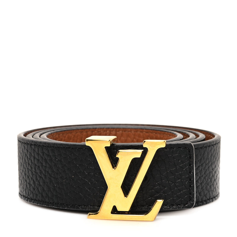  Louis Vuitton Taurillon Calfskin 30mm LV Initiales Reversible Belt Black