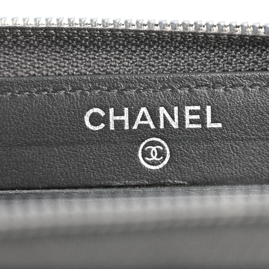 Chanel Iridescent Caviar Quilted Small Boy Zip Around Wallet Grey Image 6