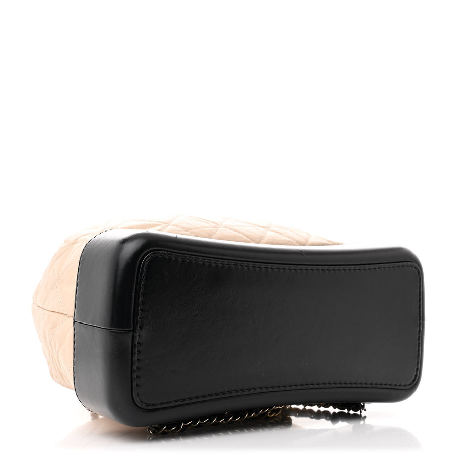 Chanel Aged Calfskin Quilted Small Gabrielle Backpack Beige Black Image 4