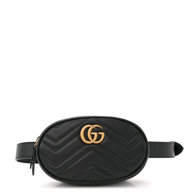  Gucci Calfskin Matelasse GG Marmont Belt Bag 75 30 Black