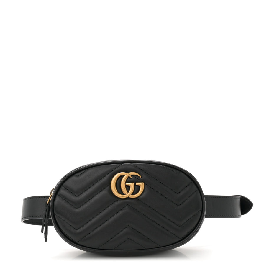 Gucci Calfskin Matelasse GG Marmont Belt Bag 75 30 Black Image 1